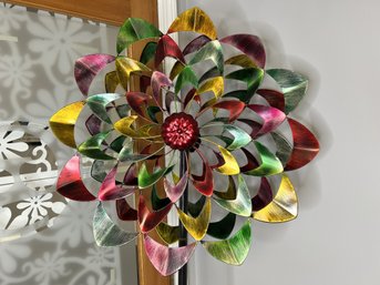 C/ Gorgeous Large Colorful Metal Garden And Yard Double Wind Spinner