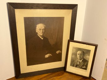 4U/ 2pcs - Vintage/Antique Framed Art: Portraits Pictures Of 2 Men, Both Signed