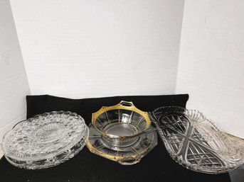 FR/ 6pcs - Very Pretty Assorted Glass Serving Pieces