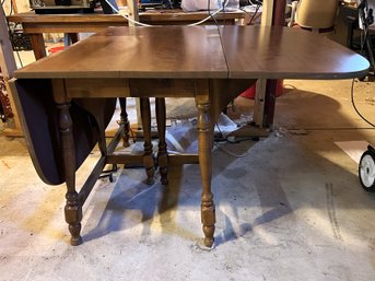 C/ Vintage Large Sized Wood Drop Leaf Table W 2 Leaves