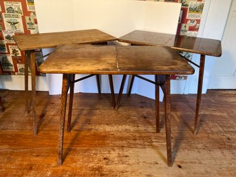 3U/ 3pcs - Vintage/Antique Multi Purpose Wood Folding Tables By 'Howe'