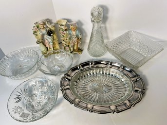 AN/CR197 Box 8pcs - Pressed Glass And Ceramic Vases, Bowls Etc