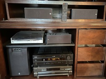 FR/ 9 Pc AV - Electom DVD Player Remote, Technics Turntable & CD Changer, Yamaha Receiver Subwoofer & 3 Spkrs