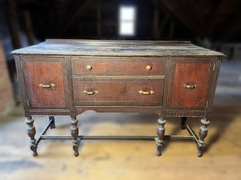 A/ Antique Wood Side Board With 2 Doors And 2 Drawers