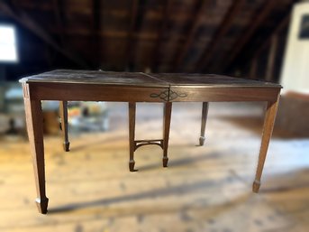A/ Vintage Wood Dining Table With Two Center Brace Legs