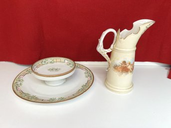 JU/ 2pcs - Vintage Porcelain Painted Serving Pieces - Nippon And Victoria Austria