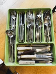 K/ Various Patterns Of Flatware/Cutlery With Tray