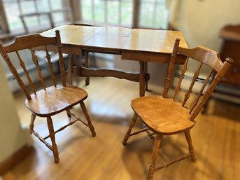 K/ 3pcs - Vintage Wood Table With 2 Wood Chairs