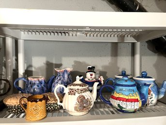 BL/ 10 Pc Top Shelf - 6 Teapots, 1 Pitcher, 1 Mini Water Can, 2 Pie Shaped Candle