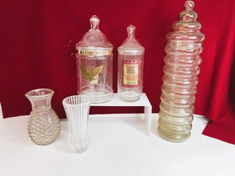 JU/ 5pcs - Assorted Glass Canisters And Vases