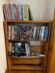 LR/ Small 3 Shelf Bookcase W Assorted Kid's & Adult DVDs - Thomas Train, Elmo, Box Set Of Alias, Clifford, Etc