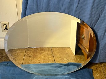 1U/ Vintage Beveled Oval Mirror With No Frame