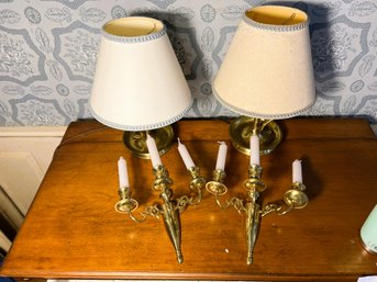 1U/ 4pcs - Vintage Metal Lamps And Brass 3 Armed Wall Sconces