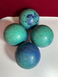 JU/ Box 4pcs - Candlepin Bowling Balls - Blue And Turquoise Swirls