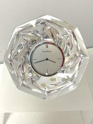 Beautiful Orrefors Sweden Crystal Octagonal Table Desk Clock