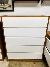 GR/ Natural Wood/White Laminate Contemporary High Dresser - Reff Canada