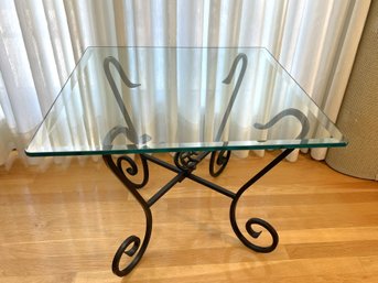 SR/ Iron And Glass Side End Accent Table