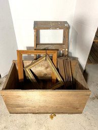 C/ Box & Loose - 5pcs - Vintage Wooden Boxes, Frames And Step Stool