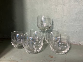 LR/ Shelf 6pcs - Nice Set Of Etched Duck In Flight Highball/Rocks Glasses