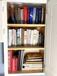 C/ 3shelves - Assorted Books: Sports, History, Novels, Cooking, Dictionary Etc