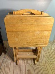 C/ 3 Folding Wood TV Trays And Stand