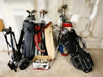 G/ Assorted Golf Clubs, Bags And Balls: Pedersen, Hippo, Wilson Etc