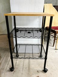 G/ Small Metal Shelf/Cart On Casters