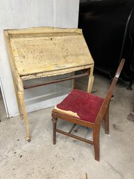 G/ 2pcs - Vintage Slant Front Secretary Desk And Chair