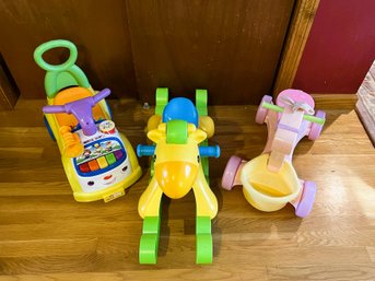 LR/ 3 Fisher Price Kids Ride On Toys - Music Parade, Light Up Talking Rocking Horse, Pink 4 Wheel Pony