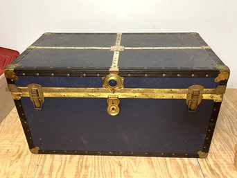 C/ Hinged Lift Top Trunk With Brass Plated Accents And Handles On Each Side