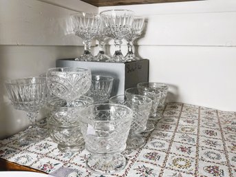 DR/ 18pcs - Sterling Cut Glass Crystal And Pressed Glass Sherbet Cups