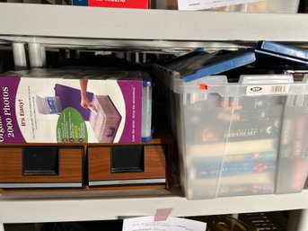 BL/ 3 Pcs - Assorted VHS & Betamax Tapes In Plastic Bin & 2 Drawer Organizer, New In Box Photo Organizer