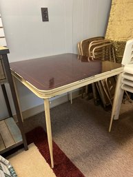 CRA2/RER: Vintage Metal Folding Card Table By Simmons Table Co.