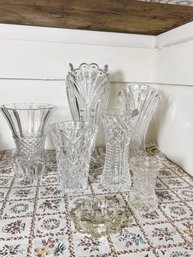 DR/ 7pcs - Beautiful Clear Glass Vase Lot