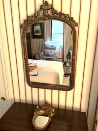 BR/ 2 Beautiful Gold Colored Elaborately Carved Framed Wall Mirrors