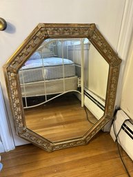 1B/ Nice Vintage Octagonal Wood Wall Mirror