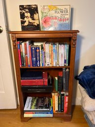 1B/ Nice Size Vintage Wooden 3 Shelf Bookcase With Contents: Books And DVD's