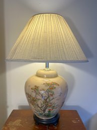 1B/ Oriental Design Ginger Jar Shaped Table Lamp On Wood Footed Base