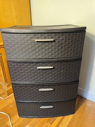 1B/ Sterilite Brown Basket Weave Design 4 Drawer Plastic Storage Cabinet