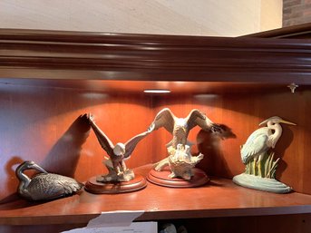 FR/4 Pcs - Shelf Of 2 Eagle & 2 Stork Heron Figures - Maruri American Eagle Gallery, Midwest