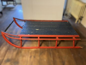 FR/ Large Antique Metal And Wood Sled Sleigh