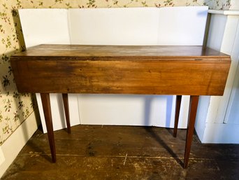 FR/ Vintage/Antique Wood Drop Leaf Swing Leg Table - Long And Narrow With Shallow 7' Leaves