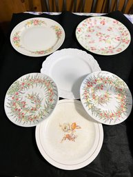 K/ 6 Serving Plates - Homer Laughlin, Nantucket Home, Warranted 20K Gold, 2 Tabletops Untld Spring Garden,