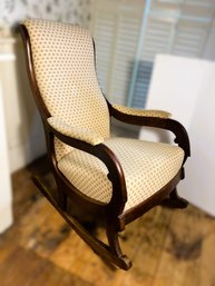 FR/ Vintage/Antique Upholstered Wood Frame Rocking Chair