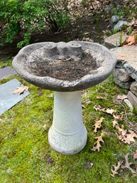 BY/ 2pcs - Scallop Shaped Cement Birdbath With Stone Pedestal
