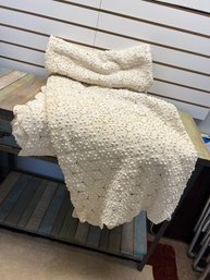 AD4/RER: Cream Colored Lovely Crochet Coverlet