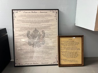C/ 2pcs - Framed Wall Art: Poems And Statements 'I Am An Italian American And Footsteps