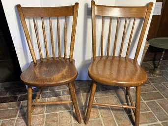 K/ 2pcs - Wood Spindle Back Side Dining Chairs