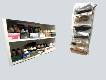 2B1/ 2shelves & Shoe Bag - 24 Pairs Assorted Womens Shoes: Minnetonka, Keds, Merrel, Saucony Etc
