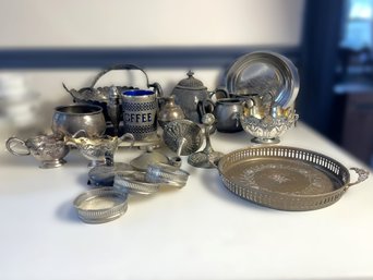 DR/ 21pcs - Large Mixed Metal Vintage Lot - Most Silver Plate